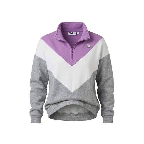 Fila Tops - FILA Women's XL Quarter Zip Colorblock Sweatshirt Purple White Gray Pullover